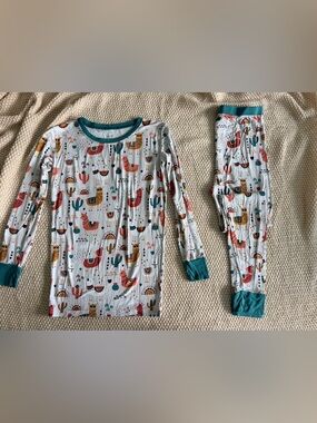 Little Sleepies Llama Cactus Bamboo Pajama Set 12/14 GUC
